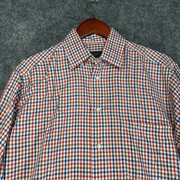 St Croix Shirt Mens Medium Button Down Red White Blue Check Cotton Fashion Fit - Picture 5 of 8